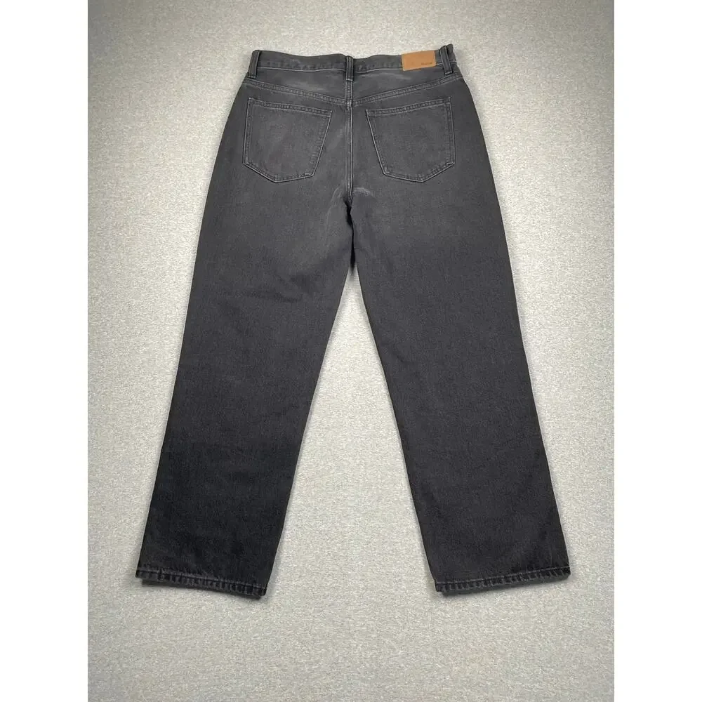 Madewell Jeans Womens 29 Black Low-Slung Straight Slouchy Denim Kent Wash Drapey